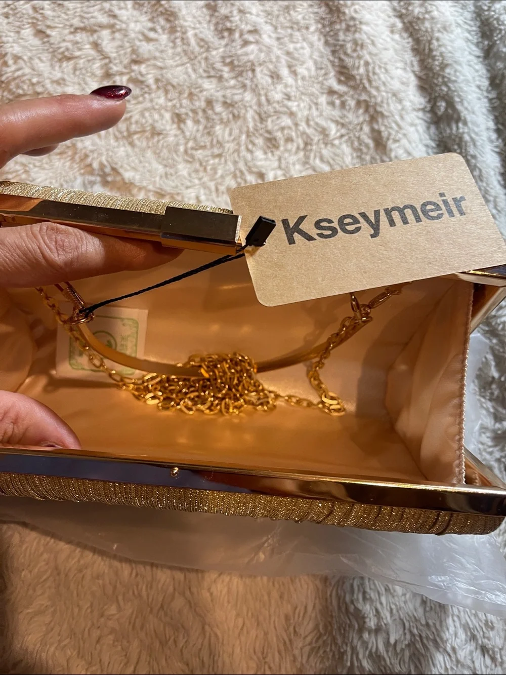Shimmering Gold Pleated Evening Clutch NEW